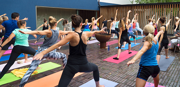 yoga in the courtyard 
